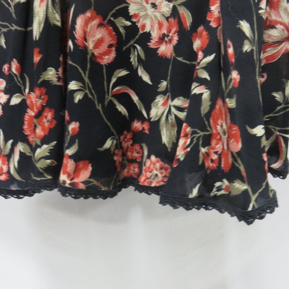 Jones NY Black with Floral Print Fully Lined Long Skirt - Picture 5 of 9